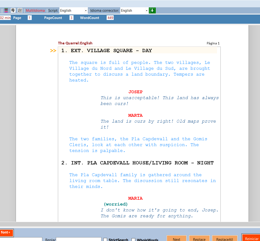 Screenshot of the CineForja editor