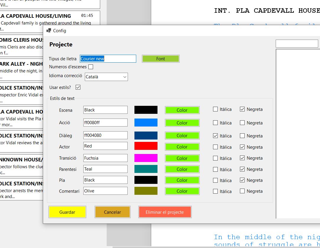 Configuració d'estils de visualització de CineForja